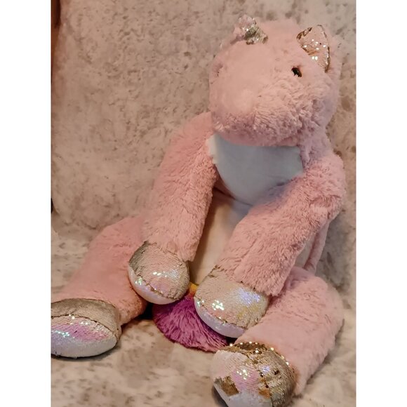 Goffa Pink Plush Unicorn Stuffed Animal Pillow Toy With Sequin Accents - Jumbo S - Picture 3 of 9